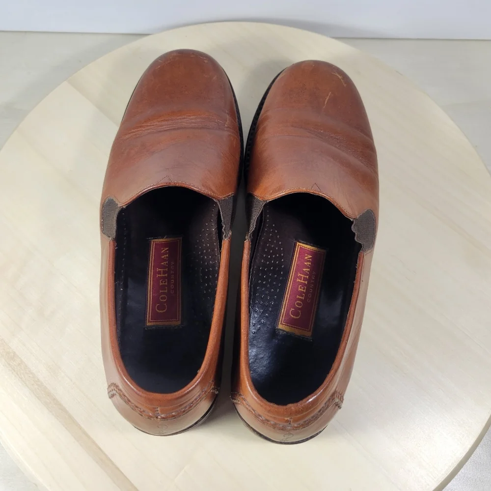 Vintage Cole Haan Country Brown Leather Lug Heel Slip-on Loafer Shoe Size 8 B - Picture 5 of 14